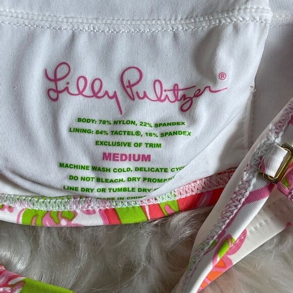 Lilly Pulitzer Pink Floral Bandeau Swim Top Sz M - Picture 6 of 6